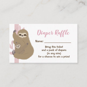 Sloth Girl Baby Shower Raffle Tilläggskort