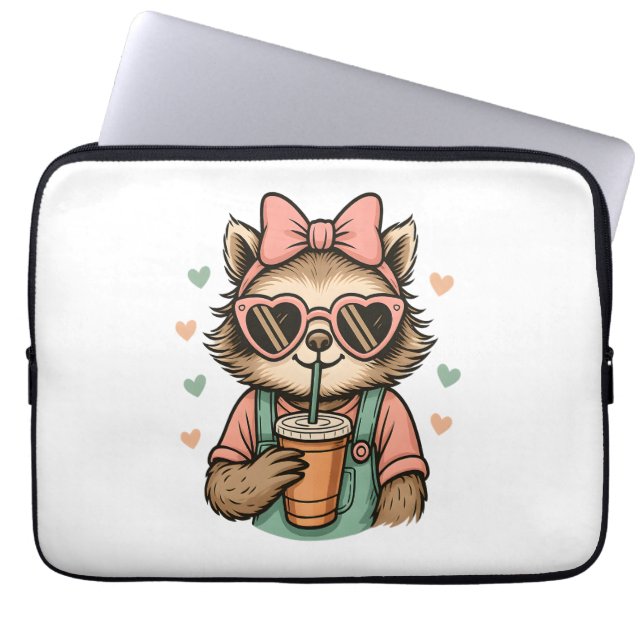 Sloth Girl Coffee Älskare Laptop Fodral (Framsidan)