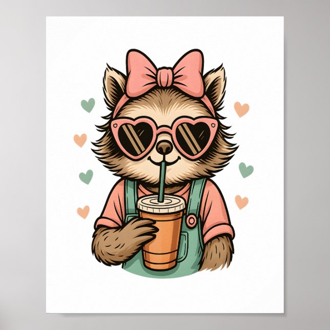 Sloth Girl Coffee Älskare Poster (Framsidan)