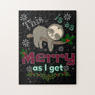 Sloth God jul Sarkastic Editable Bgd Färg Pussel