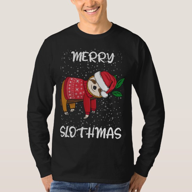 Sloth God jul Sweater Santa Sloth Merry Sl T Shirt (Framsida)
