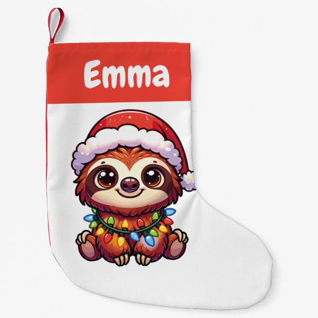 Sloth God jul Winter Animals Cute Slots Liten Julstrumpa (Framsidan)