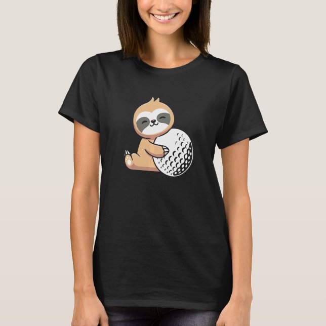 Sloth Golf Cute Sloth Holding Golf Boll Sport T Shirt (Framsida)