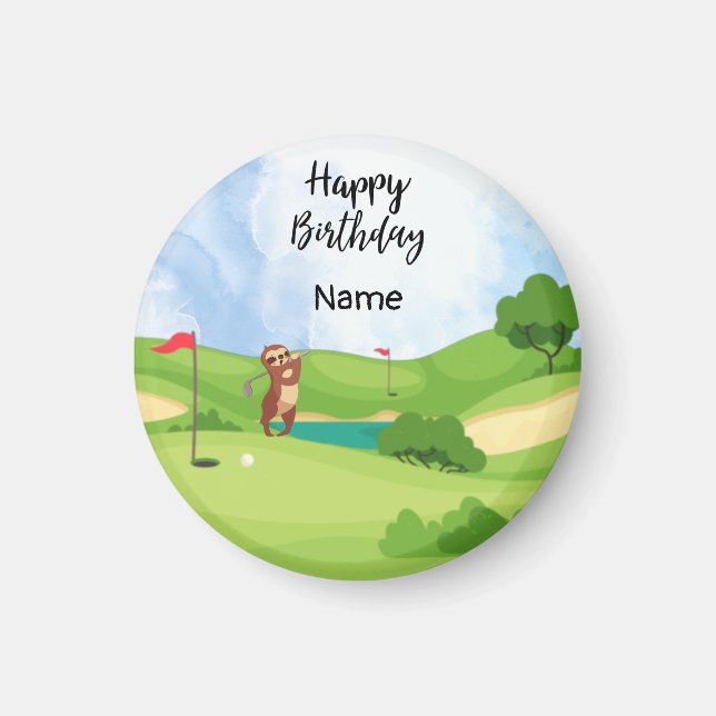 Sloth Golfer är på grönt till Birthday Magnet (Framsidan)