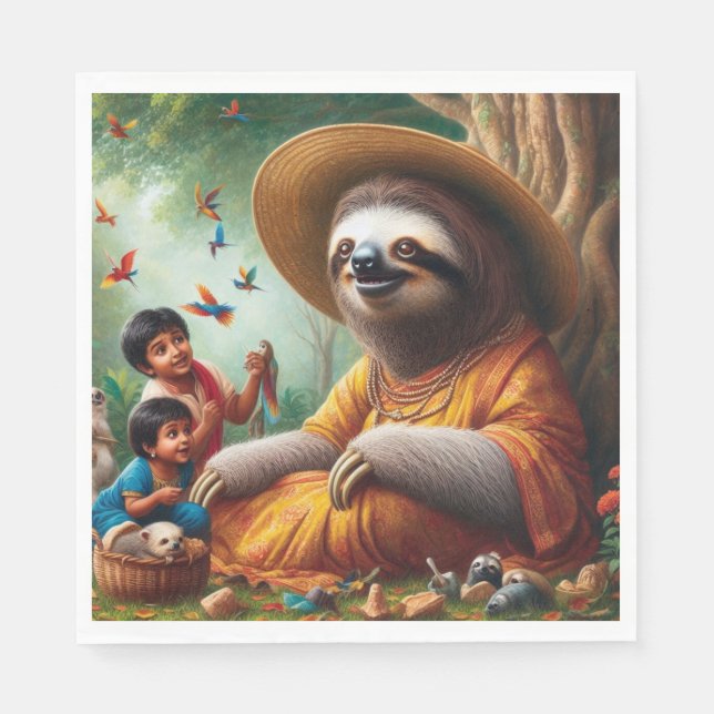 Sloth Grandma Pappersservett (Framsidan)