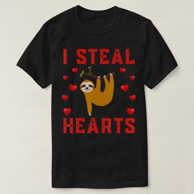 Sloth Graphic ThLED I Steal Hearts Cute Valentine T Shirt (Design framsida)
