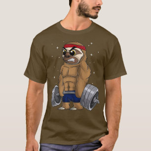 Sloth Gym Workout Graphic Deadlyftness Fitness T Shirt