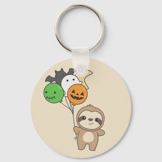 Sloth Halloween Balloons Kids Cute Animals Keychai Nyckelring (Framsida)