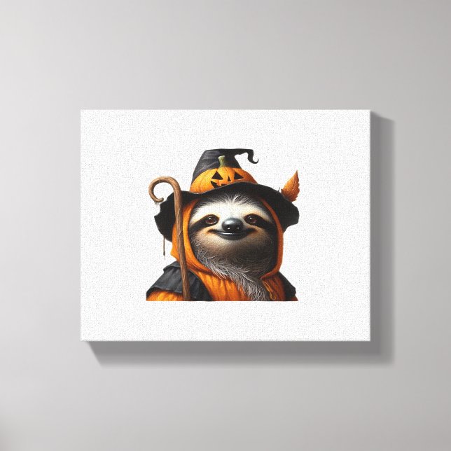 Sloth Halloween Classic T-Shirt Canvastryck (Framsida)