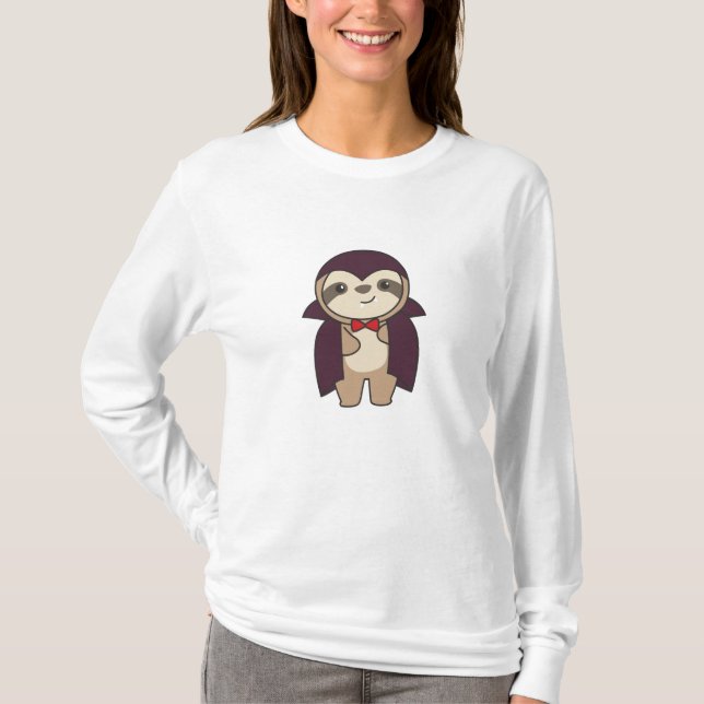 Sloth Halloween Cute Devil Vampire Costume T Shirt (Framsida)