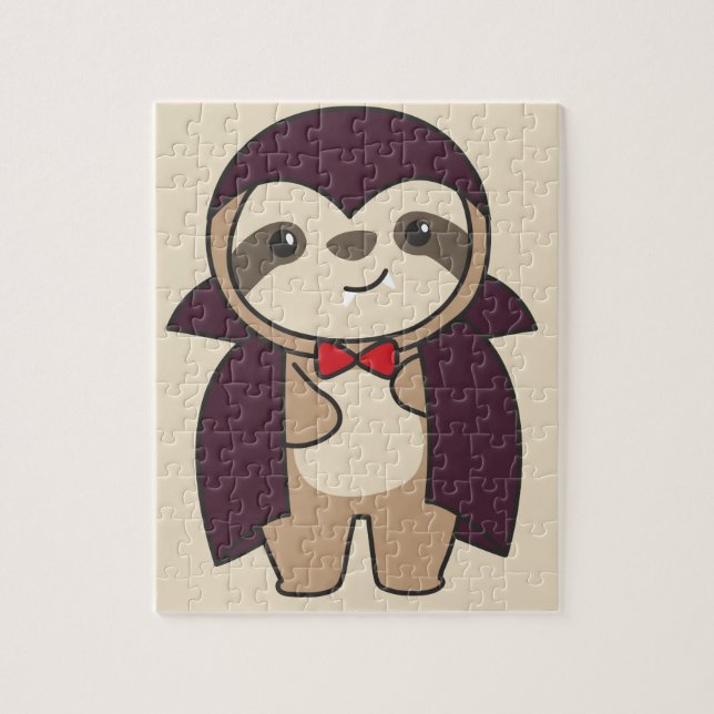 Sloth Halloween Cute Djävulen Vampire Costume Jigs Pussel (Vertikal)