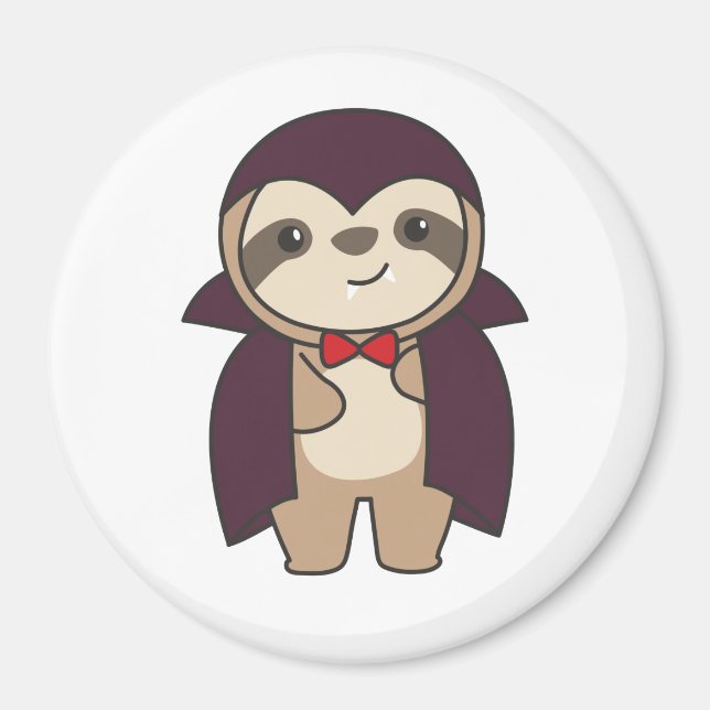 Sloth Halloween Cute Djävulen Vampire Costume Magnet (Framsidan)