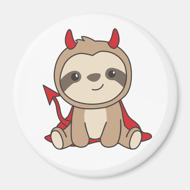 Sloth Halloween Cute Djävulen Witch Costume Magnet (Framsidan)