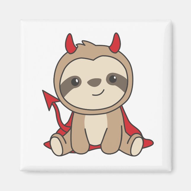 Sloth Halloween Cute Djävulen Witch Costume Magnet (Framsidan)