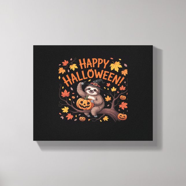 Sloth Halloween Day Oversized T-Shirt Canvastryck (Framsida)