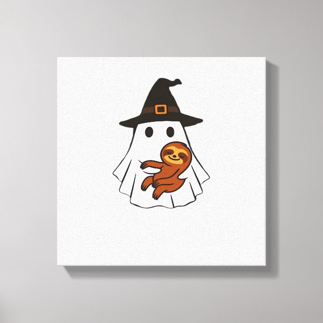 Sloth Halloween Ghost Witch Hat Animal Lovers Boys Canvastryck (Framsida)