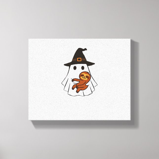 Sloth Halloween Ghost Witch Hat Djur älskare Boys Canvastryck (Framsida)