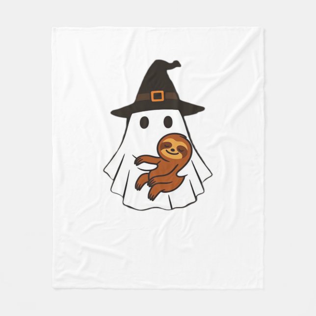 Sloth Halloween Ghost Witch Hat Djur älskare Boys Fleecefilt (Framsidan)
