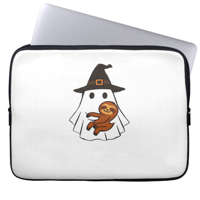 Sloth Halloween Ghost Witch Hat Djur älskare Boys Laptop Fodral (Framsidan)