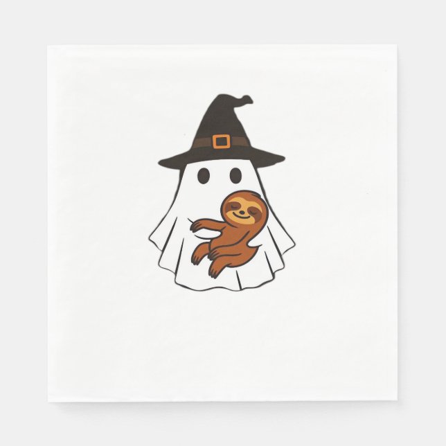 Sloth Halloween Ghost Witch Hat Djur älskare Boys Pappersservett (Framsidan)