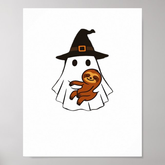 Sloth Halloween Ghost Witch Hat Djur älskare Boys Poster (Framsidan)