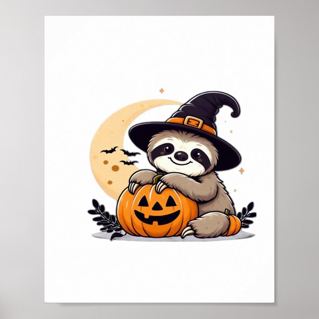 Sloth Halloween Motif Cute Classic T-Shirt Poster (Framsidan)