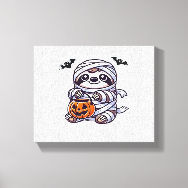 Sloth Halloween Mummy Kids Women Manar Sloth Class Canvastryck (Framsida)