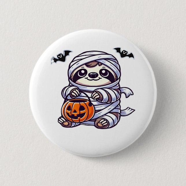 Sloth Halloween Mummy Kids Women Manar Sloth Class Knapp (Framsida)