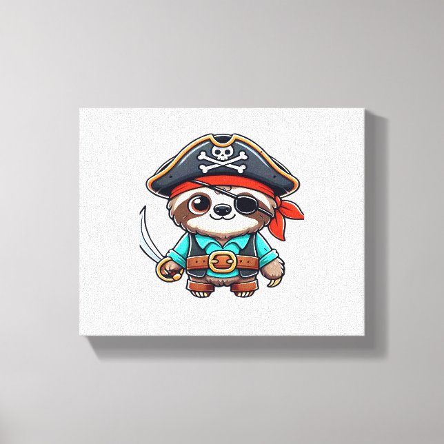 Sloth Halloween Pirat Kids Women Manar Sloth Class Canvastryck (Framsida)
