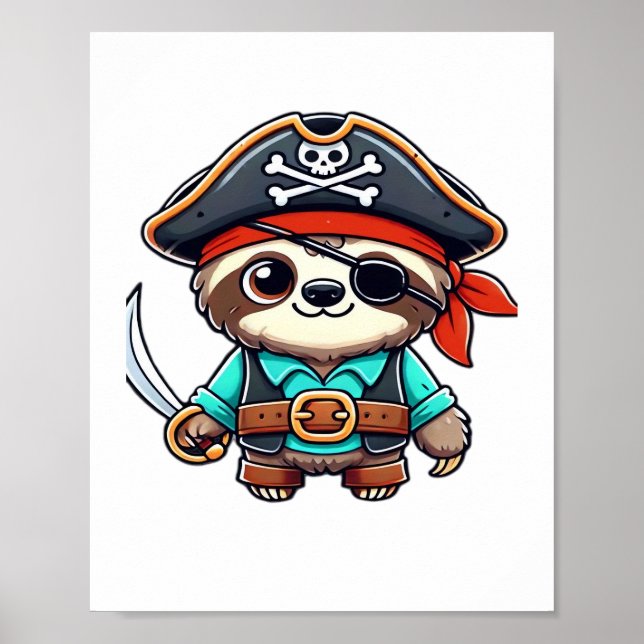 Sloth Halloween Pirat Kids Women Manar Sloth Class Poster (Framsidan)