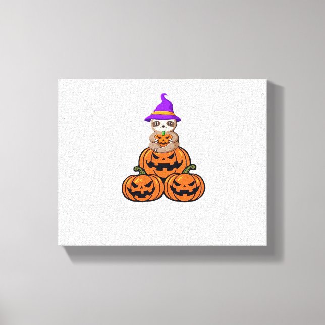 Sloth Halloween Premium T-Shirt Canvastryck (Framsida)