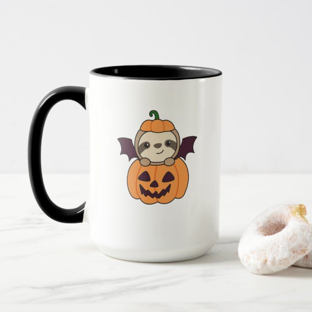 Sloth Halloween Pumpkin Fladdermus Costume Mugg (Med munk)
