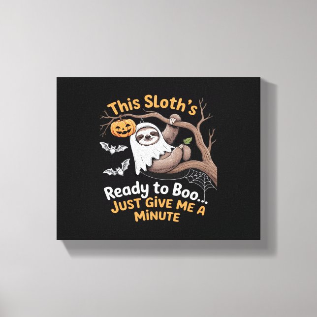 Sloth Halloween Sloths Cute Fladdermus Vampire Ess Canvastryck (Framsida)