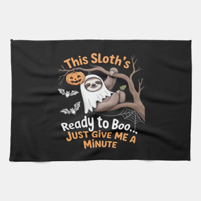 Sloth Halloween Sloths Cute Fladdermus Vampire Ess Kökshandduk (Horisontell)