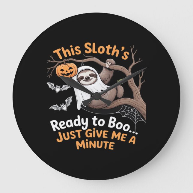 Sloth Halloween Sloths Cute Fladdermus Vampire Ess Stor Klocka (Framsida)