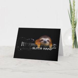 Sloth Hand Guitarist Birthday Card Kort