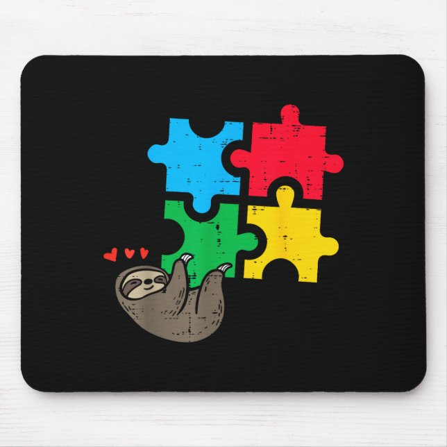 Sloth Hanging Puzzle Cute Autism Awareness Men Wom Musmatta (Framsidan)