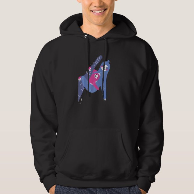 Sloth Hanging with Baby on the Tree Branch  Sloth Hoodie (Framsida)