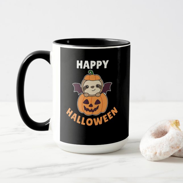 Sloth Happy halloween Pumpkin Fladdermus Costume Mugg (Med munk)