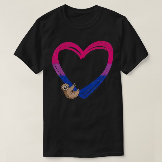 Sloth Heart Bisexual Funny Animal Pride Bi Flagga  T Shirt (Design framsida)