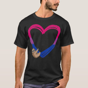 Sloth Heart Bisexual Funny Animal Pride Bi Flagga  T Shirt
