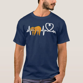 Sloth Heart Sloths Gifts Women Sloth Heartbeat T Shirt