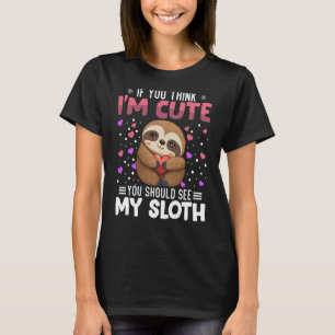 Sloth Heart Valentine Day Animal for Women Kids T Shirt