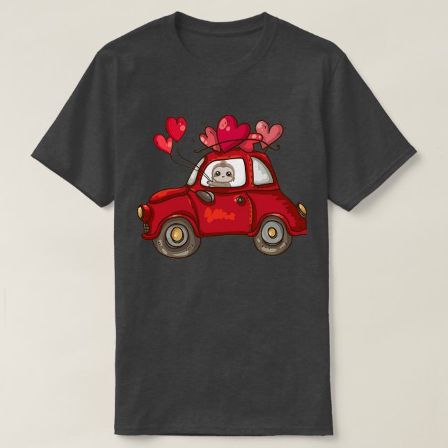 Sloth Heart Valentines day Car Kärlek Ballon Sloth T Shirt (Design framsida)