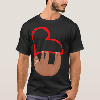 Sloth Heart Valentiness Girls Women Sloths T Shirt