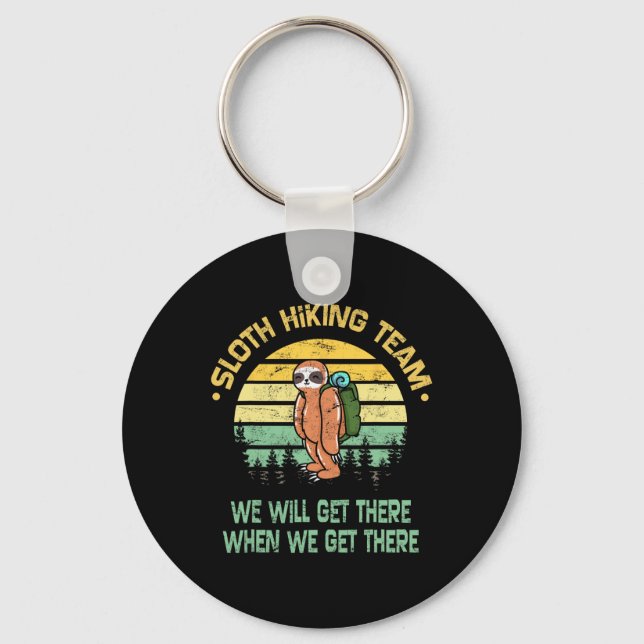 Sloth Hiking Team Hiker Camper Funny Retro  Nyckelring (Framsida)