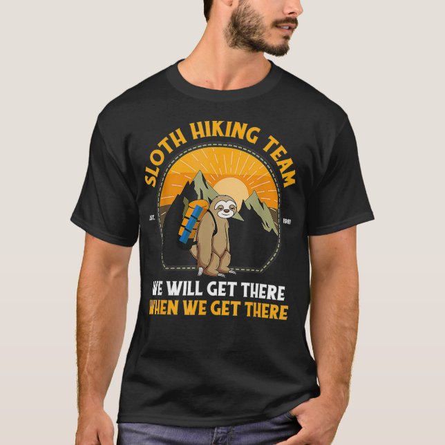 Sloth Hiking Tshirt Sloth Hiking Team T Shirt (Framsida)