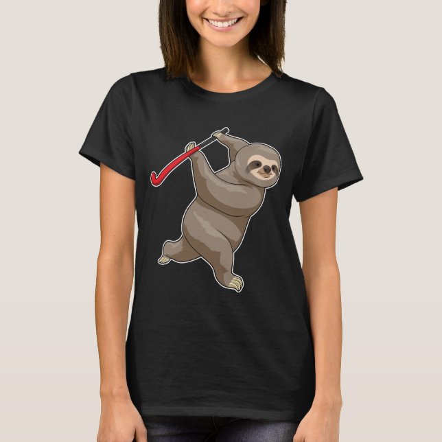 Sloth Hockey Hockey fladdermus T Shirt (Framsida)