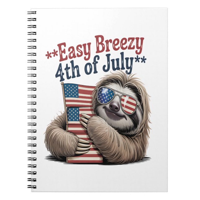 Sloth Hugger Flagga 4 juli Anteckningsbok (Framsidan)