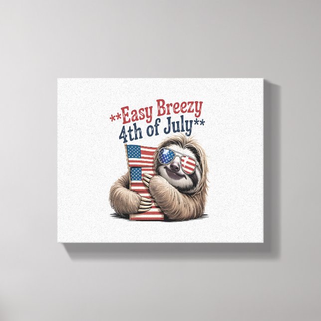 Sloth Hugger Flagga 4 juli Canvastryck (Framsida)